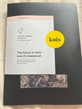 knix Leakproof French Cut Panty Packaging — Black, White & Yellow